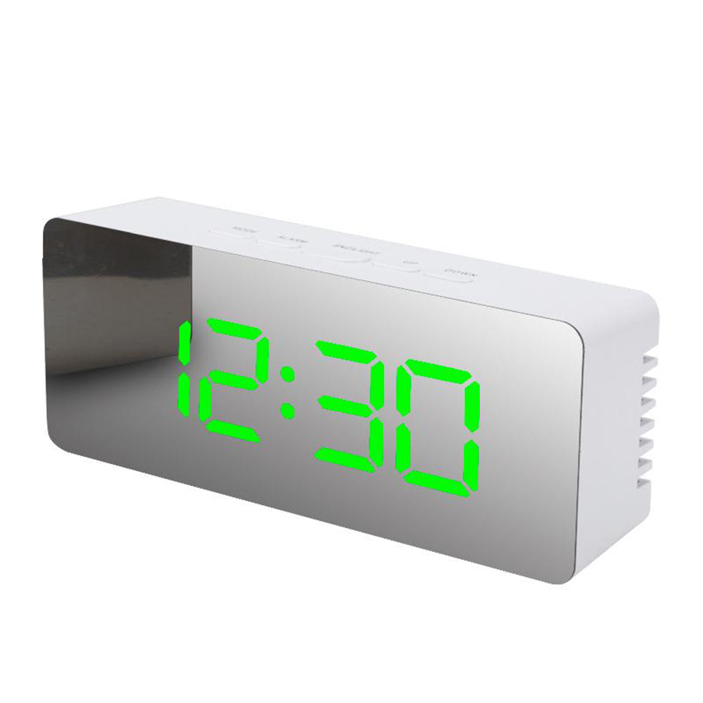 LED Wecker mit Spiegel – Multifunktionale Uhr & Make-up Spiegel – Grün