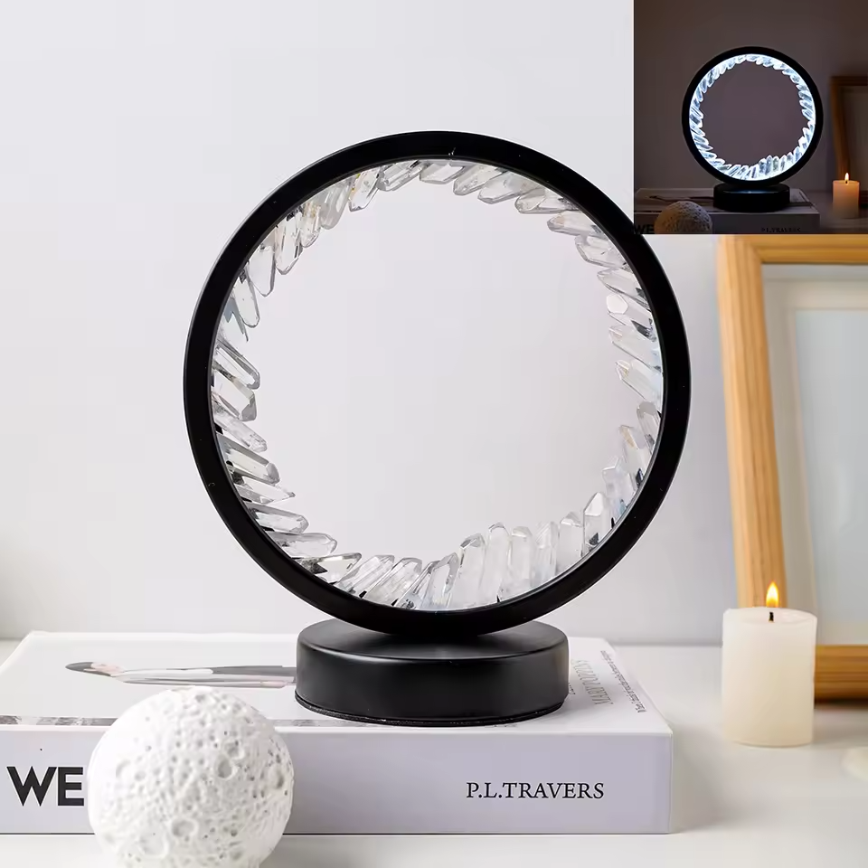 LED Kristall Tischlampe | Natürlicher Amethyst Edelstein Wohnkultur Licht