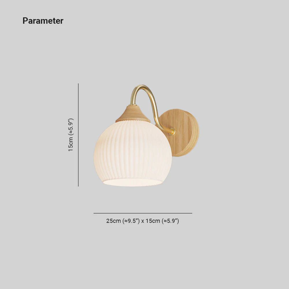 Ozawa Nordic LED Innenwandleuchte Glas Holz Schlafzimmer/Wohnzimmer