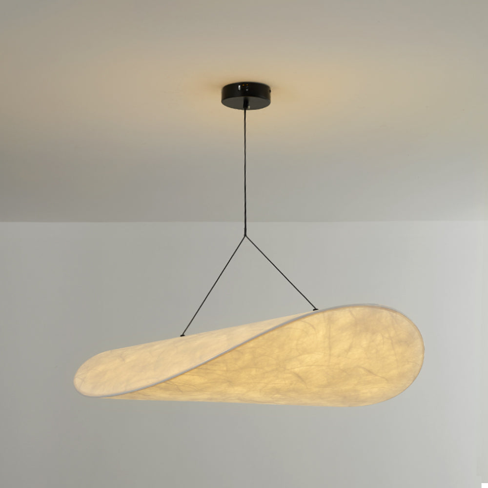 Moderne LED-Hängelampe aus Metall und synthetischer Seide für Zuhause und Büro