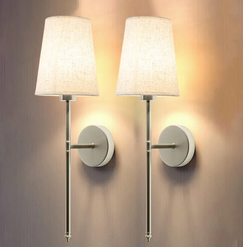 Garduru - Drahtlose Stoff-Wandleuchte | Wiederaufladbare LED-Beleuchtung mit Fernbedienung und dimmbarer Helligkeit