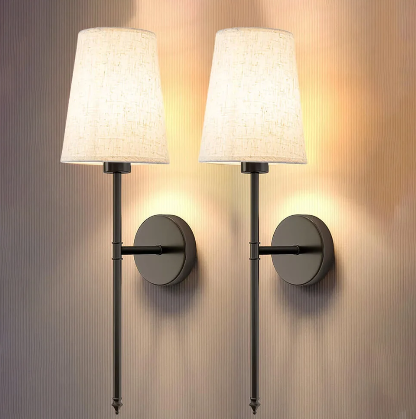 Garduru - Drahtlose Stoff-Wandleuchte | Wiederaufladbare LED-Beleuchtung mit Fernbedienung und dimmbarer Helligkeit