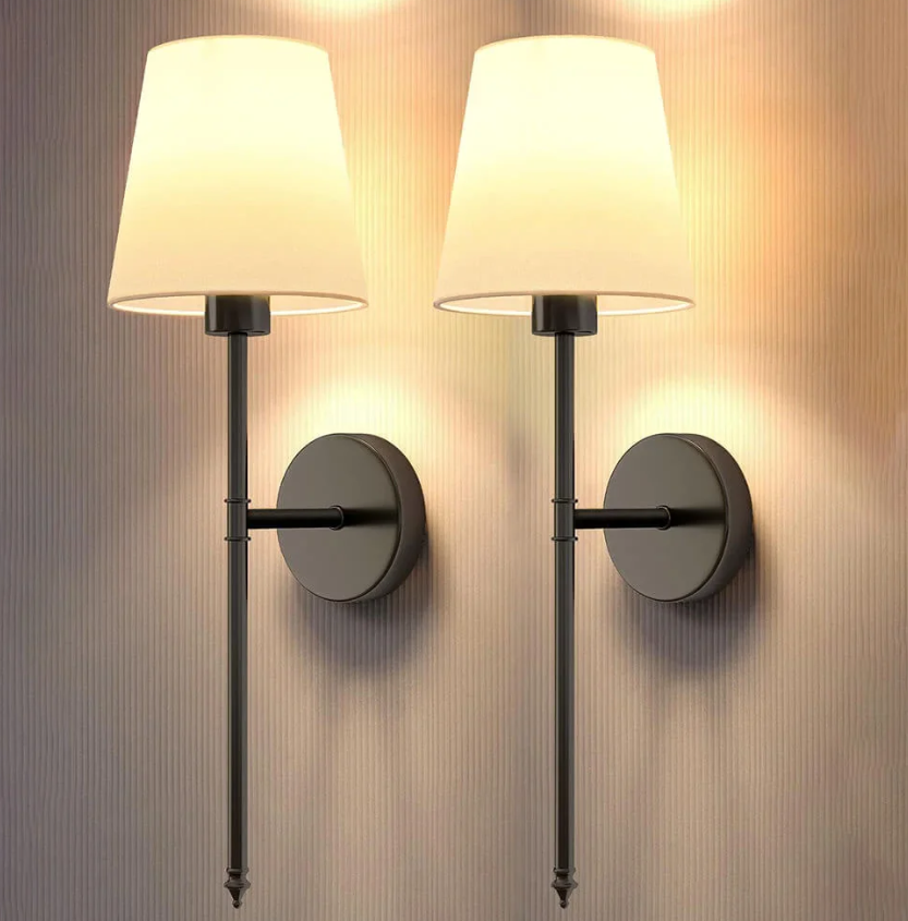 Garduru - Drahtlose Stoff-Wandleuchte | Wiederaufladbare LED-Beleuchtung mit Fernbedienung und dimmbarer Helligkeit