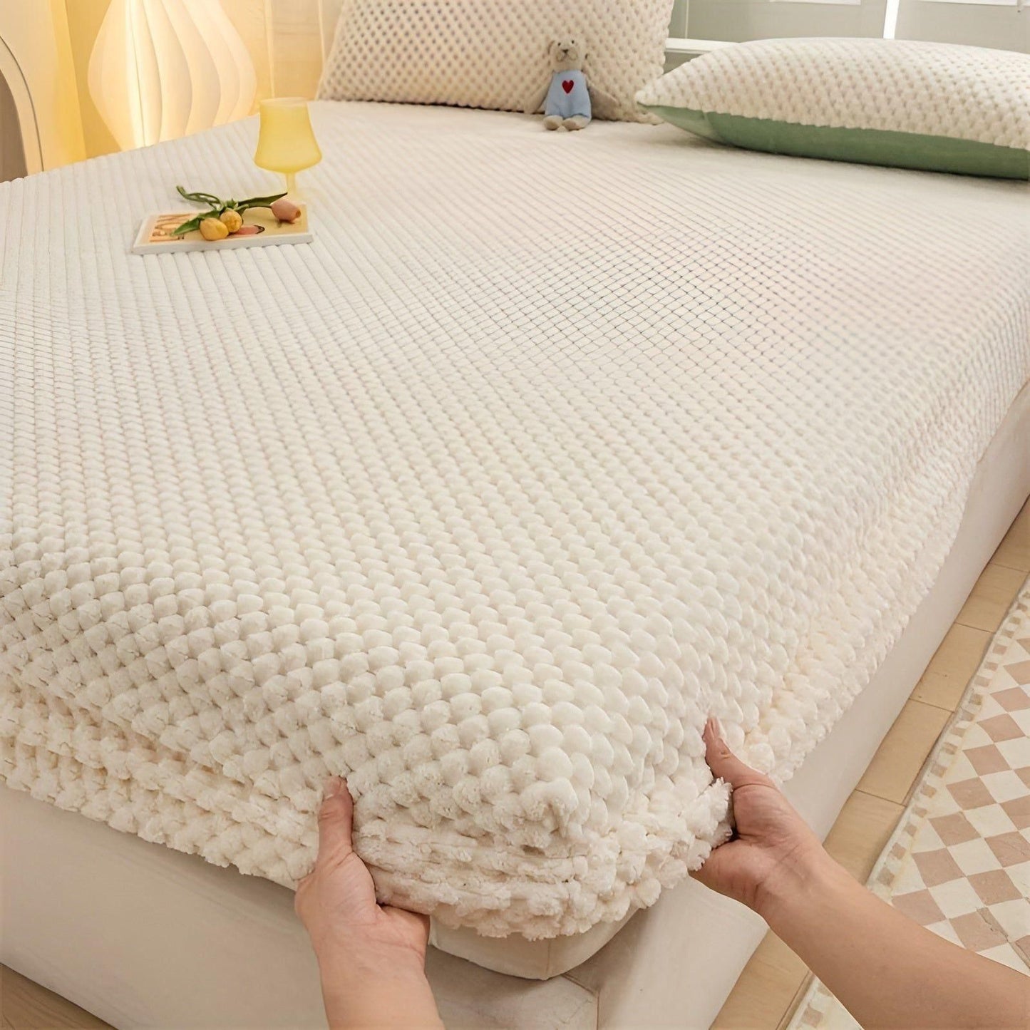 Garduru Duvet Cover - Luxus Anti-Rutsch Weicher Samt Spannbettlaken Matratzenschoner