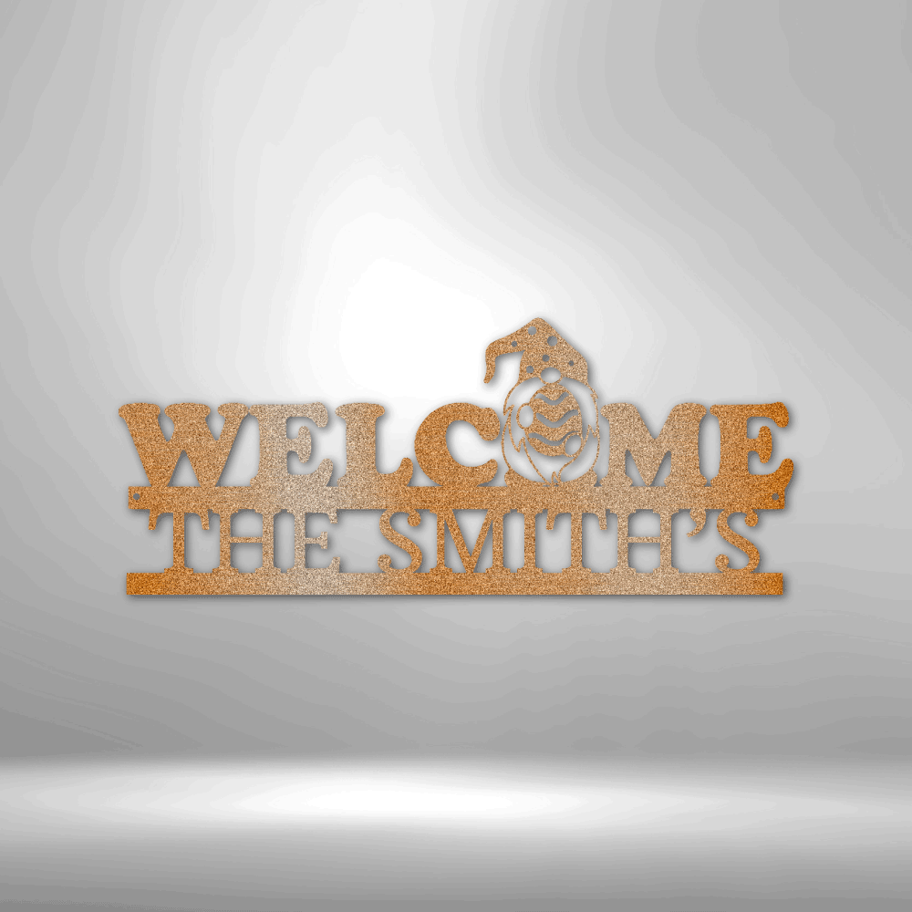 Willkommen Gnome Monogramm - Stahl-Schild