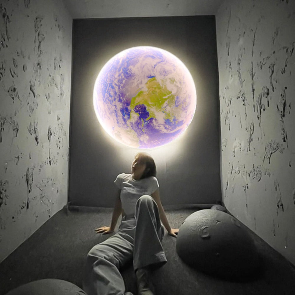 Royallure 3D LED Mond & Erde Lampe – Einzigartige Decken- & Wandleuchte für Raumthematische Dekoration