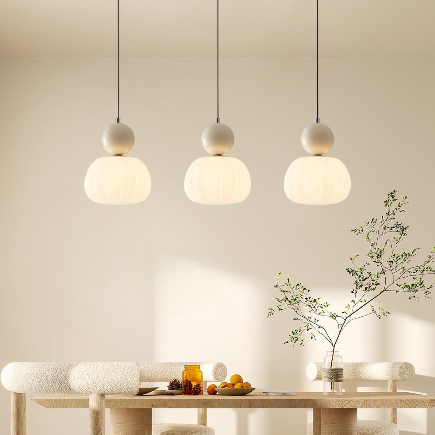 Garduru Kürbis Pendelleuchte – Elegante dimmbare Deckenlampe mit G9-Fassung