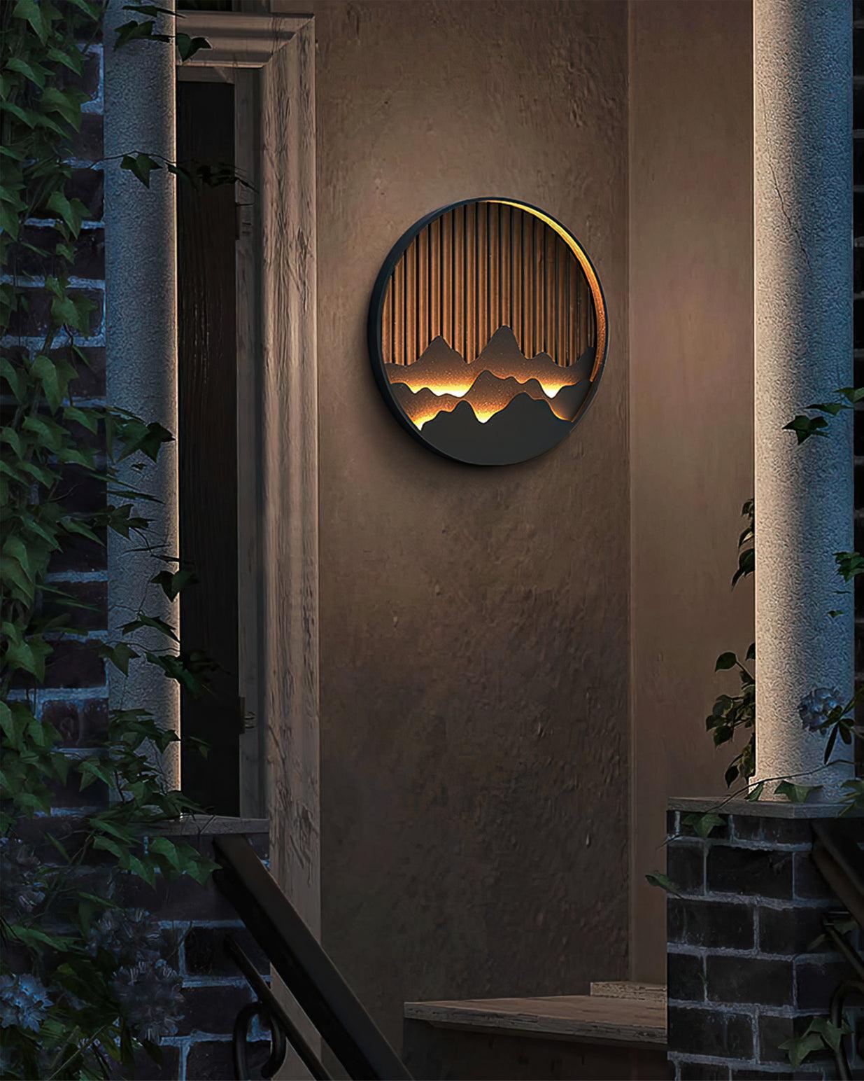 Wandlampe Außen Mountain - LED Lampe aus Edelstahl mit Berg- und Wassermotiv