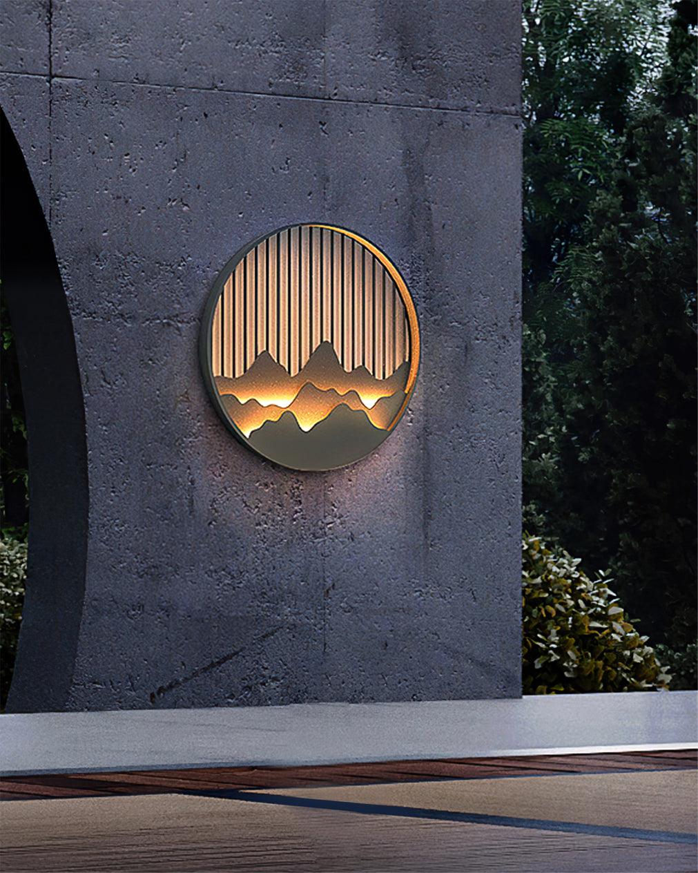 Wandlampe Außen Mountain - LED Lampe aus Edelstahl mit Berg- und Wassermotiv