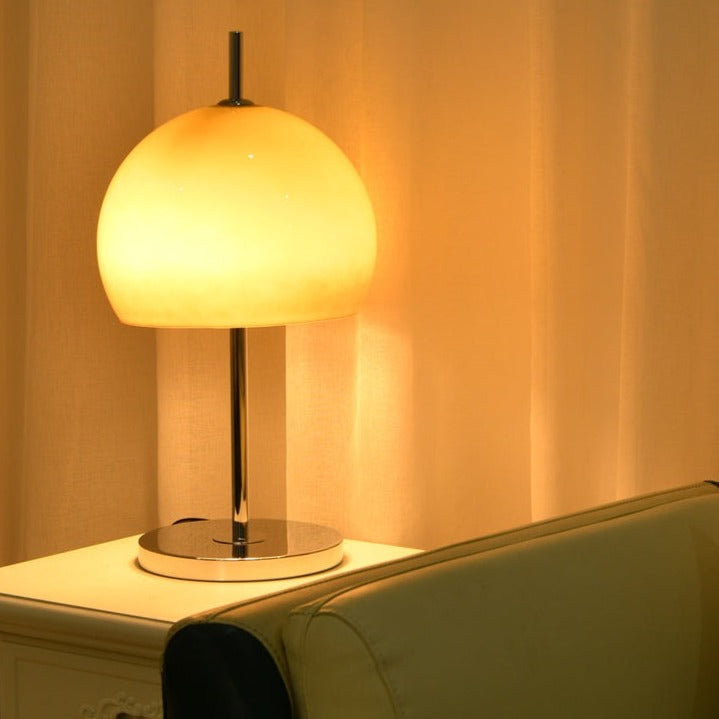 Tischlampe Pilz Bauhaus – Modernes Design mit Amberglas-Schirm