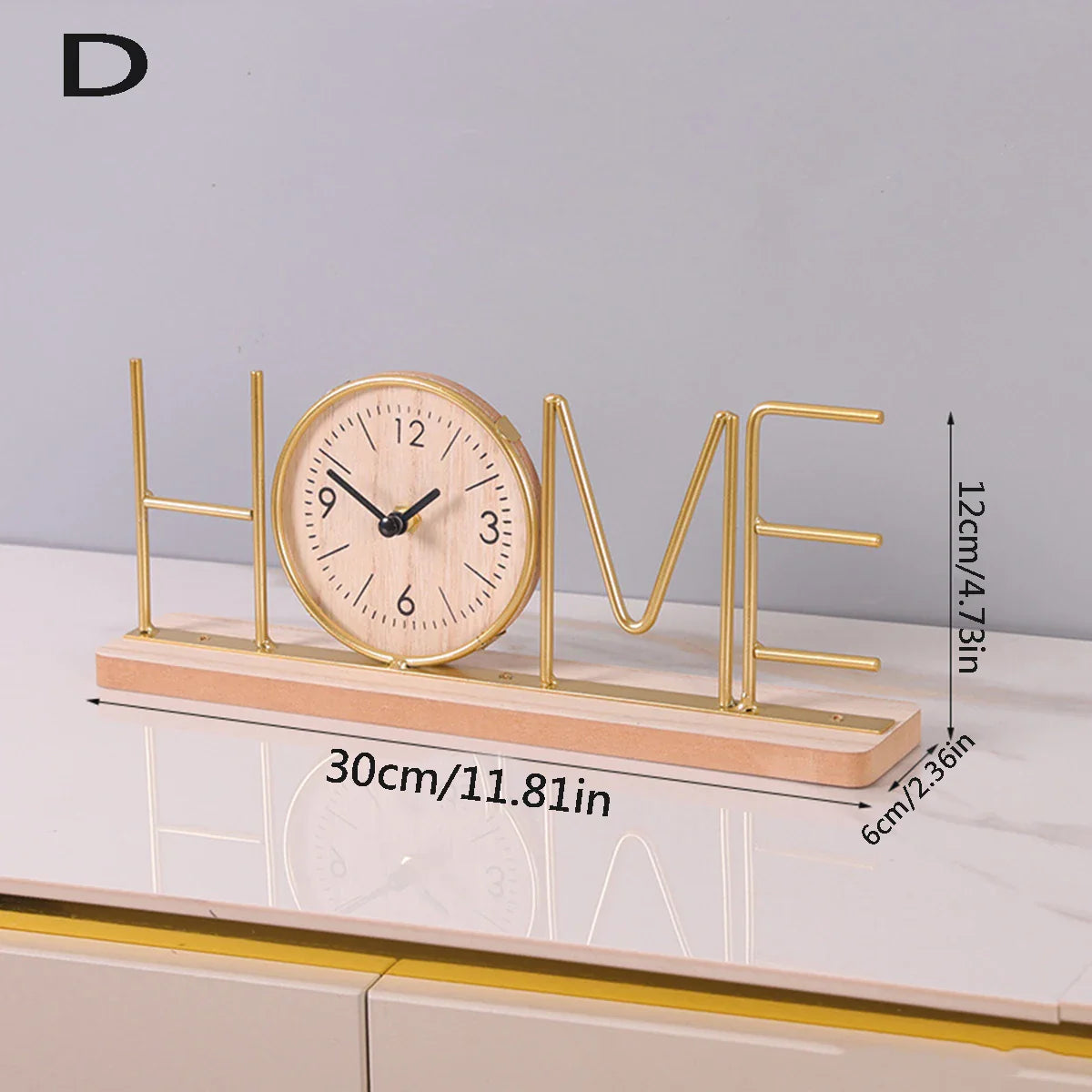 Tischuhr – Home/Love Schreibtischuhr – stilvolle Heimdekoration – 12 x 30 cm