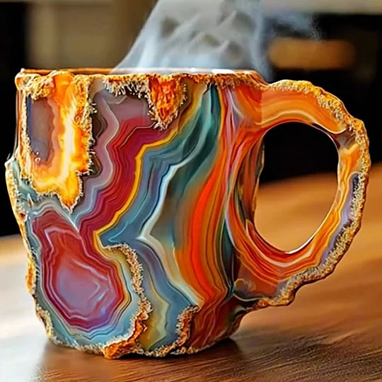 Royallure Elegante Kristall-Achat Kaffeetasse – Einzigartiger handgefertigter Becher für luxuriöses Trinken