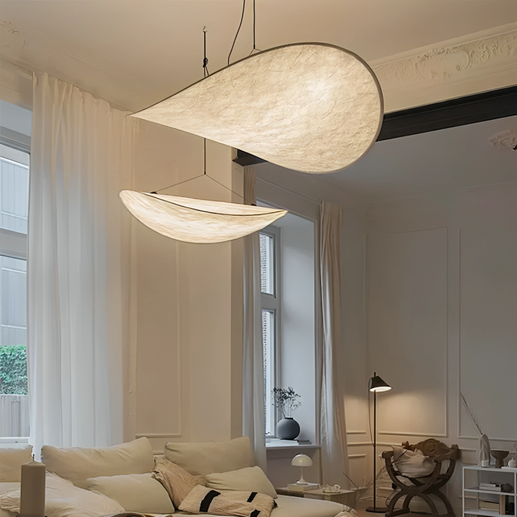 Stoff Pendelleuchte mit sanftem, ambientem Licht