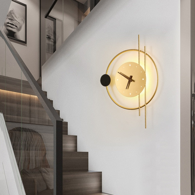 Garduru LED Wandlampe mit Uhr – Schwarz, Metall für Kinderzimmer