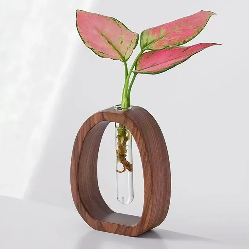 Garduru - Handgefertigter Holzrahmen Mit Klarer Glasvase Für Minimalismus