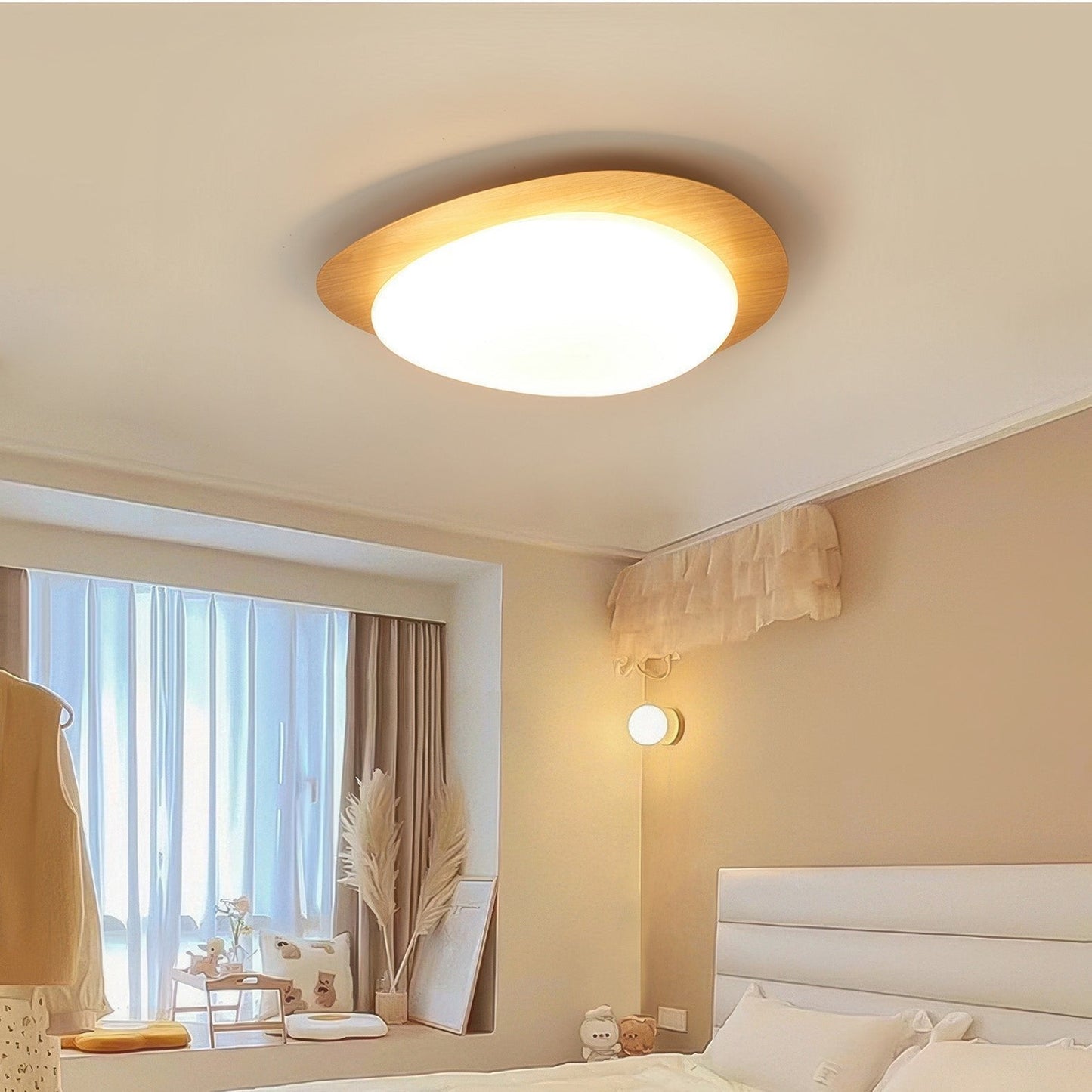 Garduru Pebble Holzmaserung Deckenleuchte – Natürliche Eleganz mit sanftem LED-Glühen