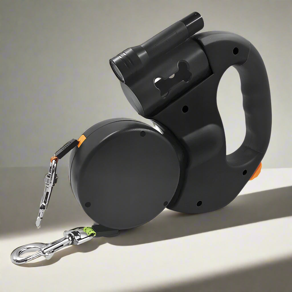Furora Dual Dog Leash mit Taschenlampe & Kotbeutelhalter – Verwicklungsfreies Gassigehen für zwei Hunde