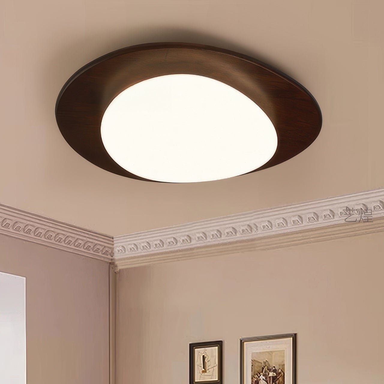 Garduru Pebble Holzmaserung Deckenleuchte – Natürliche Eleganz mit sanftem LED-Glühen