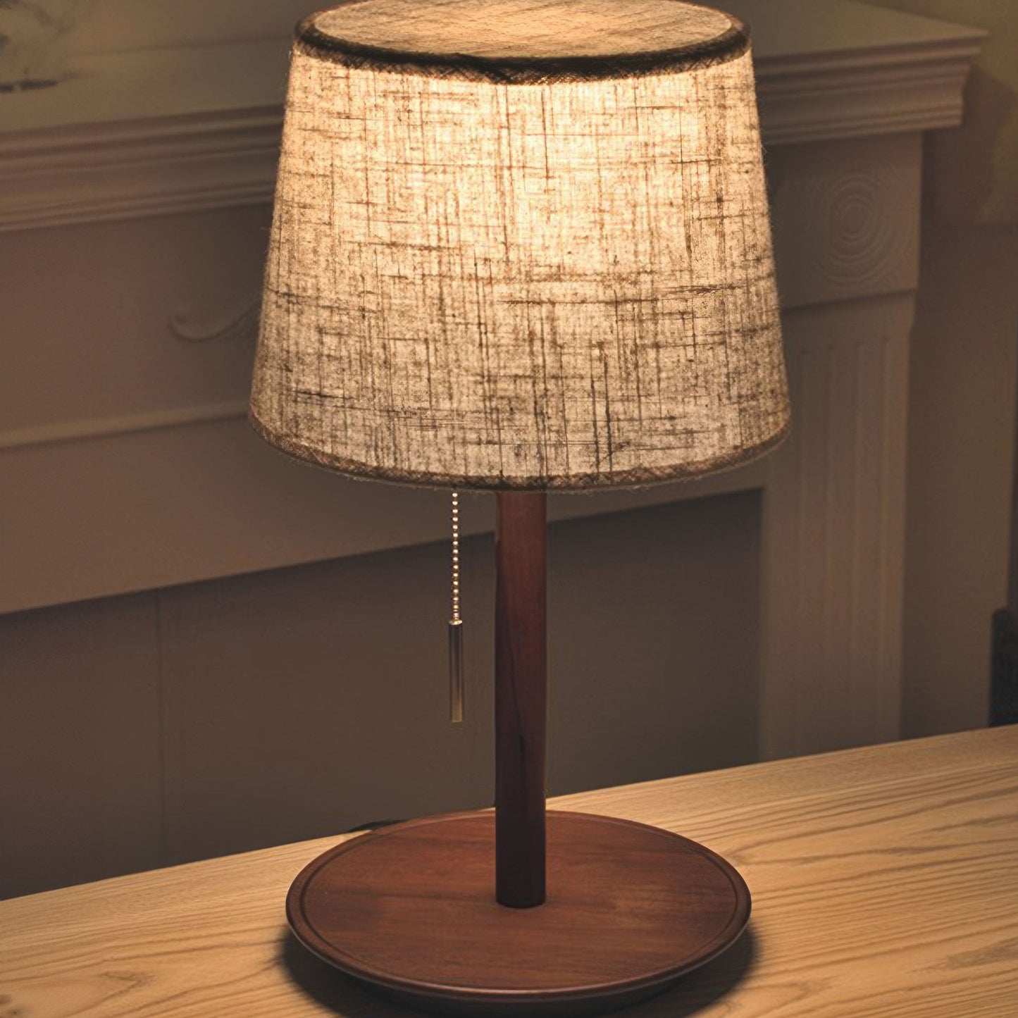 Lampe Gentle Glow Nordic Walnuss - Natürliches und Beruhigendes Licht aus Holz und Stoff