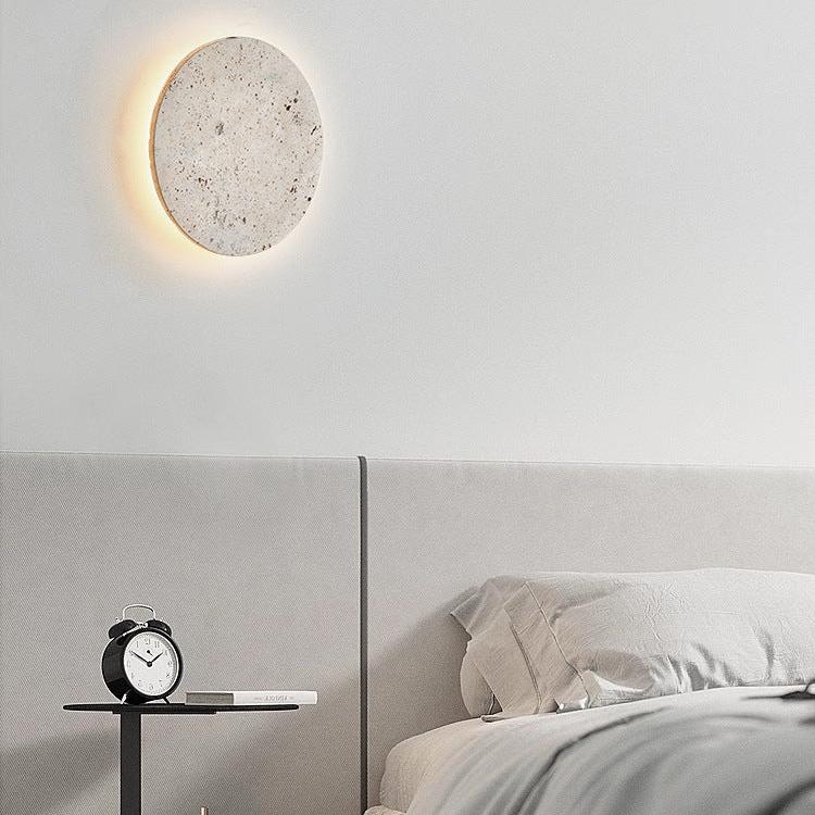 Runde Travertin LED Wandleuchte | LumeStone