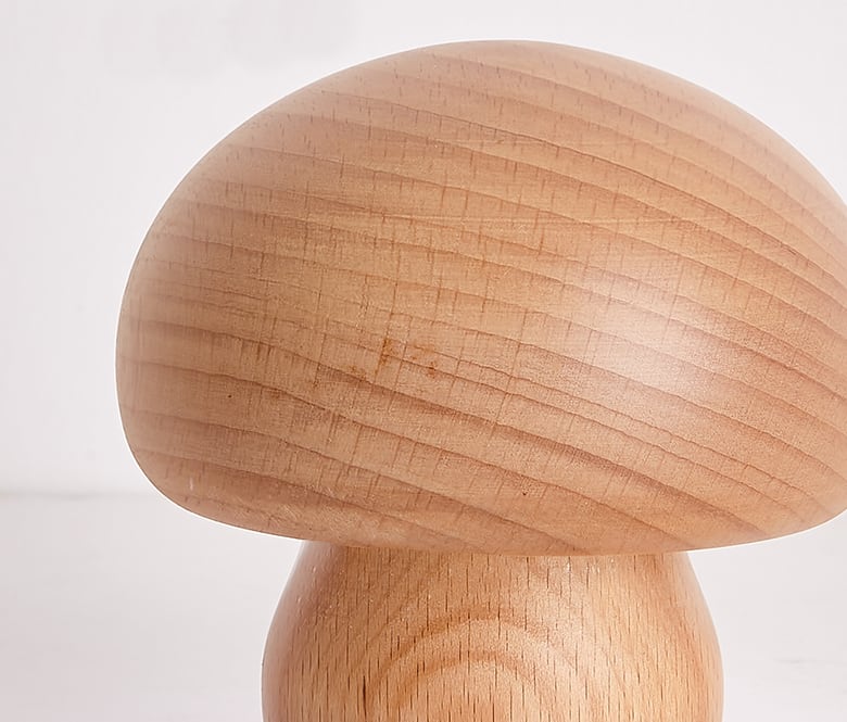 Massive Holz Pilz Tischlampe - USB wiederaufladbare LED kabellose Tischlampe