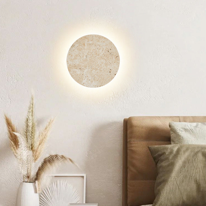 Runde Travertin LED Wandleuchte | LumeStone
