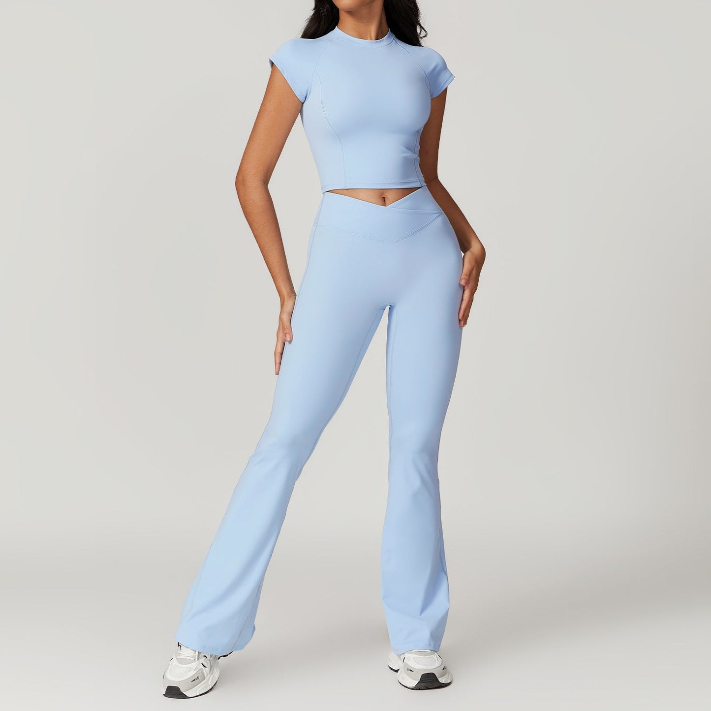 Zweiteiliges Set kurzer Oberteil und ausgestellte Leggings - Pastell Traumfänger