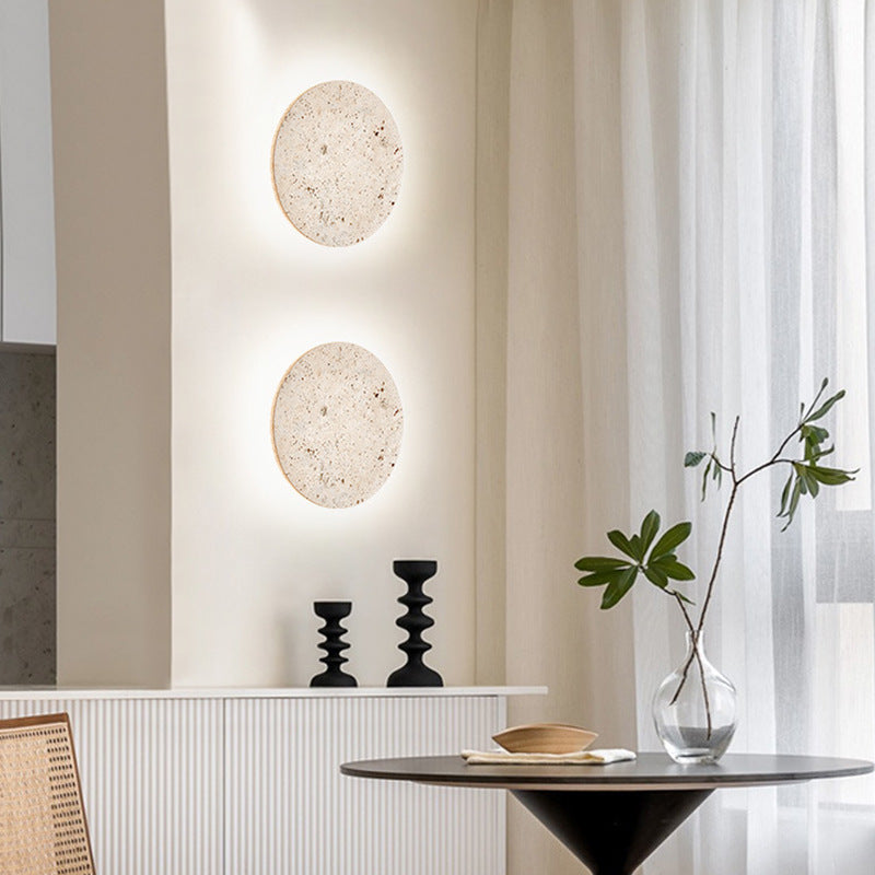 Runde Travertin LED Wandleuchte | LumeStone