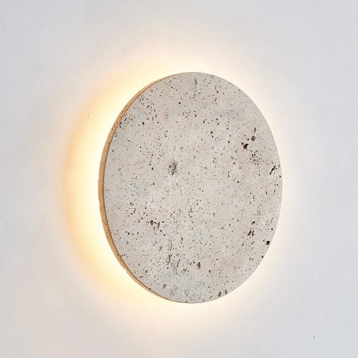 Runde Travertin LED Wandleuchte | LumeStone