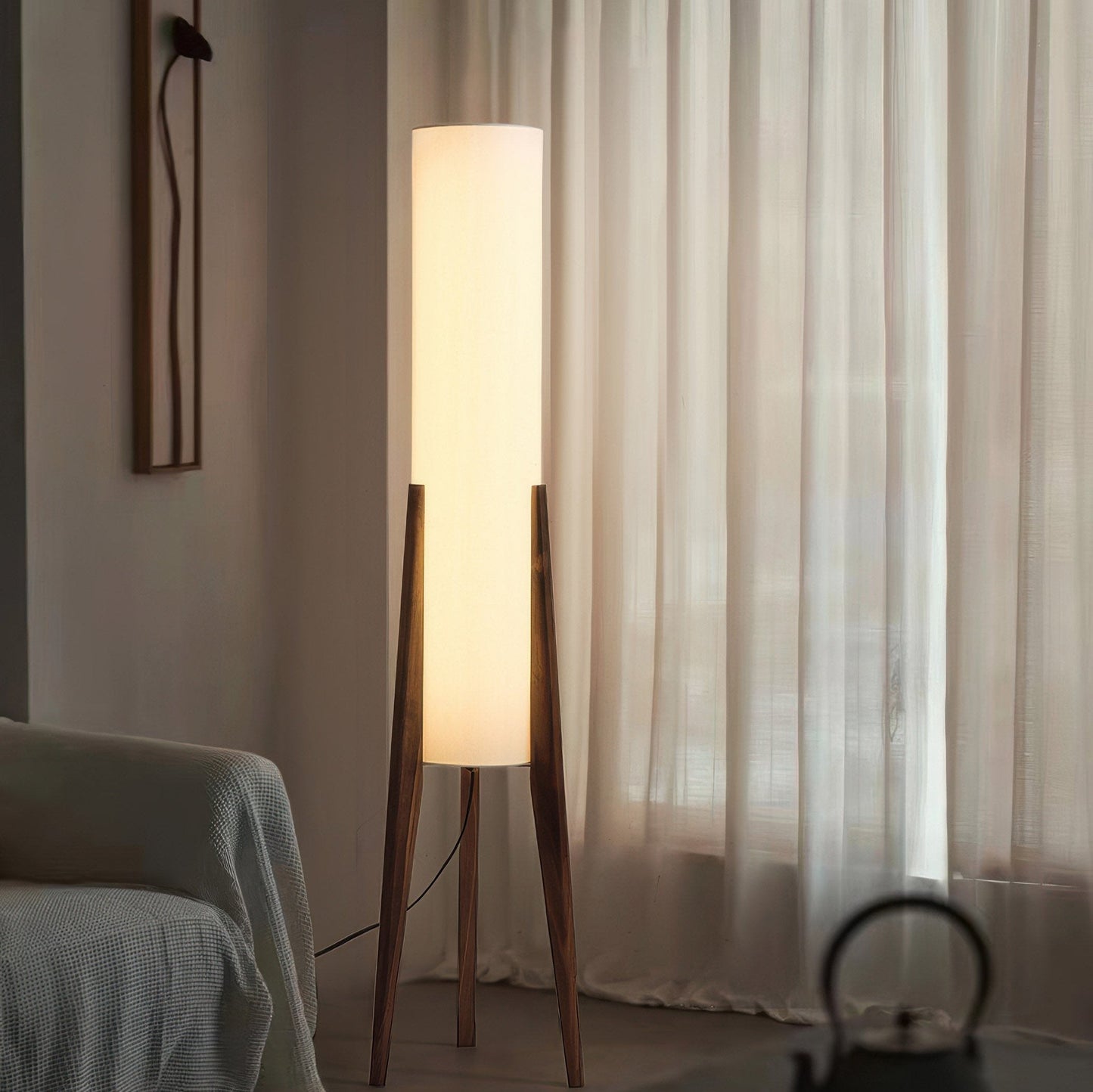 Garduru Walnuss Stehlampe | Massivholz Kunst Lampe | Modernes Design | Elegante Beleuchtung für Zuhause