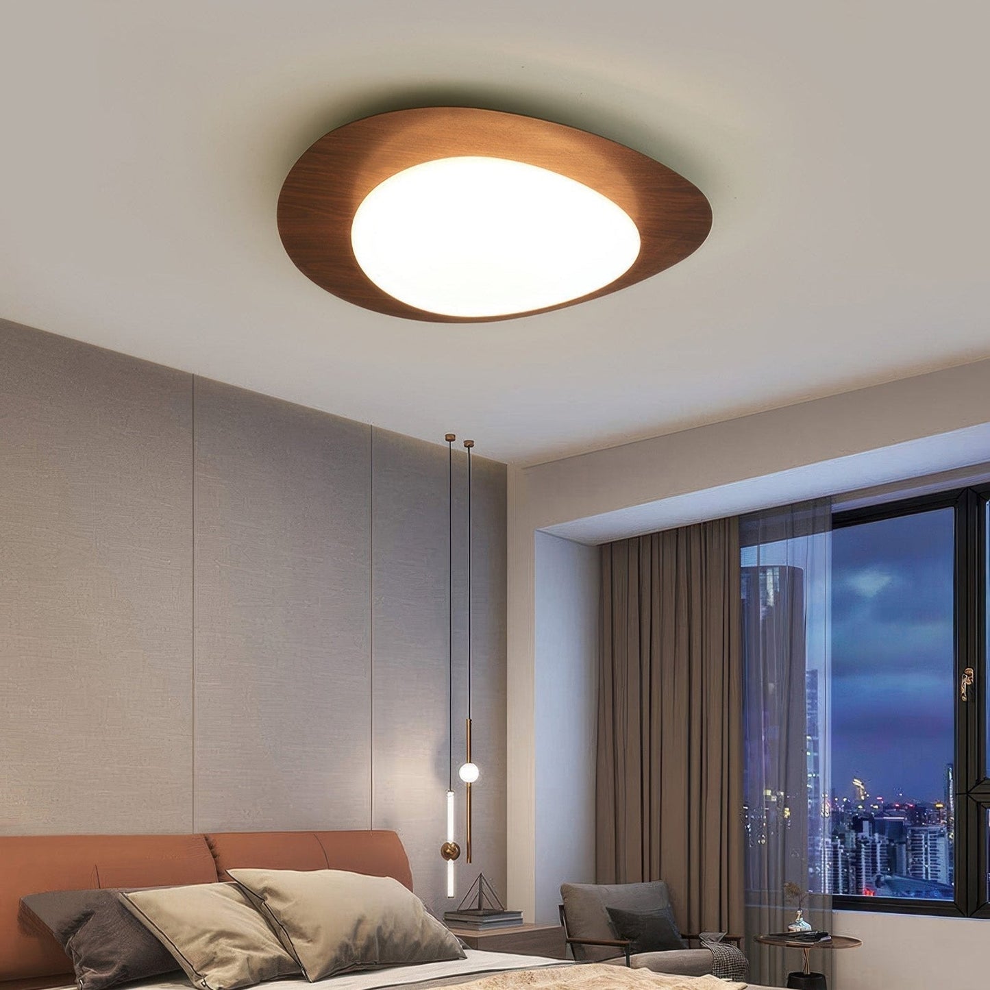 Garduru Pebble Holzmaserung Deckenleuchte – Natürliche Eleganz mit sanftem LED-Glühen