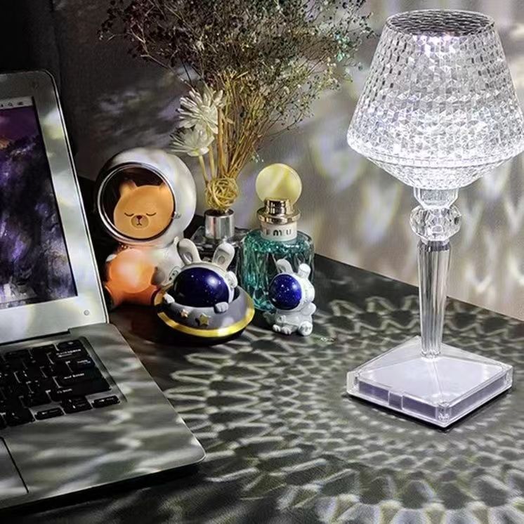 Royelux Sparkle Kristall Schreibtischlampe - Einstellbare Helligkeit, USB Aufladbare LED