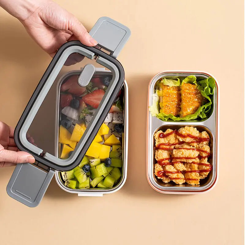 2-schichtige Edelstahl Bento-lunchbox Mit Verschlussdeckel