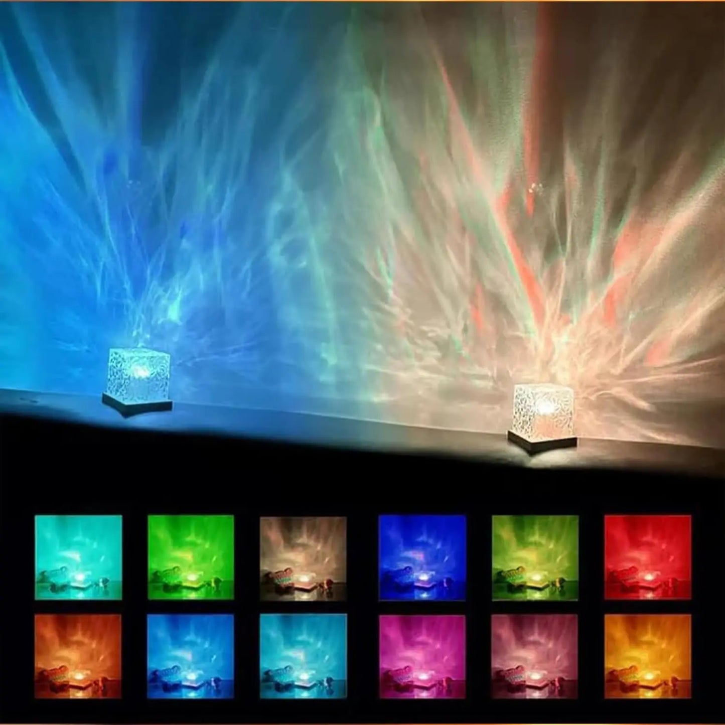 AquaGlow - Ozeanwellen-Projektorlampe mit 16 Farben & dynamischem Aurora-Effekt