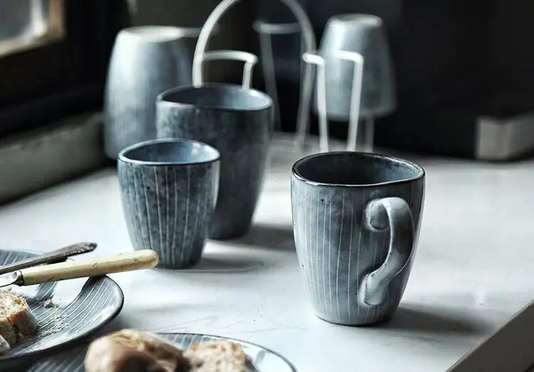 Porzellantassen-Set – Handgefertigtes Design mit Struktur – Spülmaschinenfest