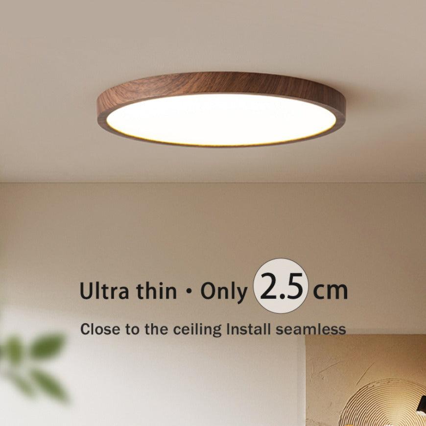 Garduru Zirkuläre Deckenleuchte – Schlanker Walnuss-Effekt LED für ein modernes Zuhause