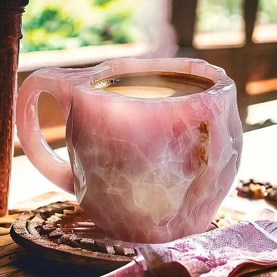 Royallure Elegante Kristall-Achat Kaffeetasse – Einzigartiger handgefertigter Becher für luxuriöses Trinken