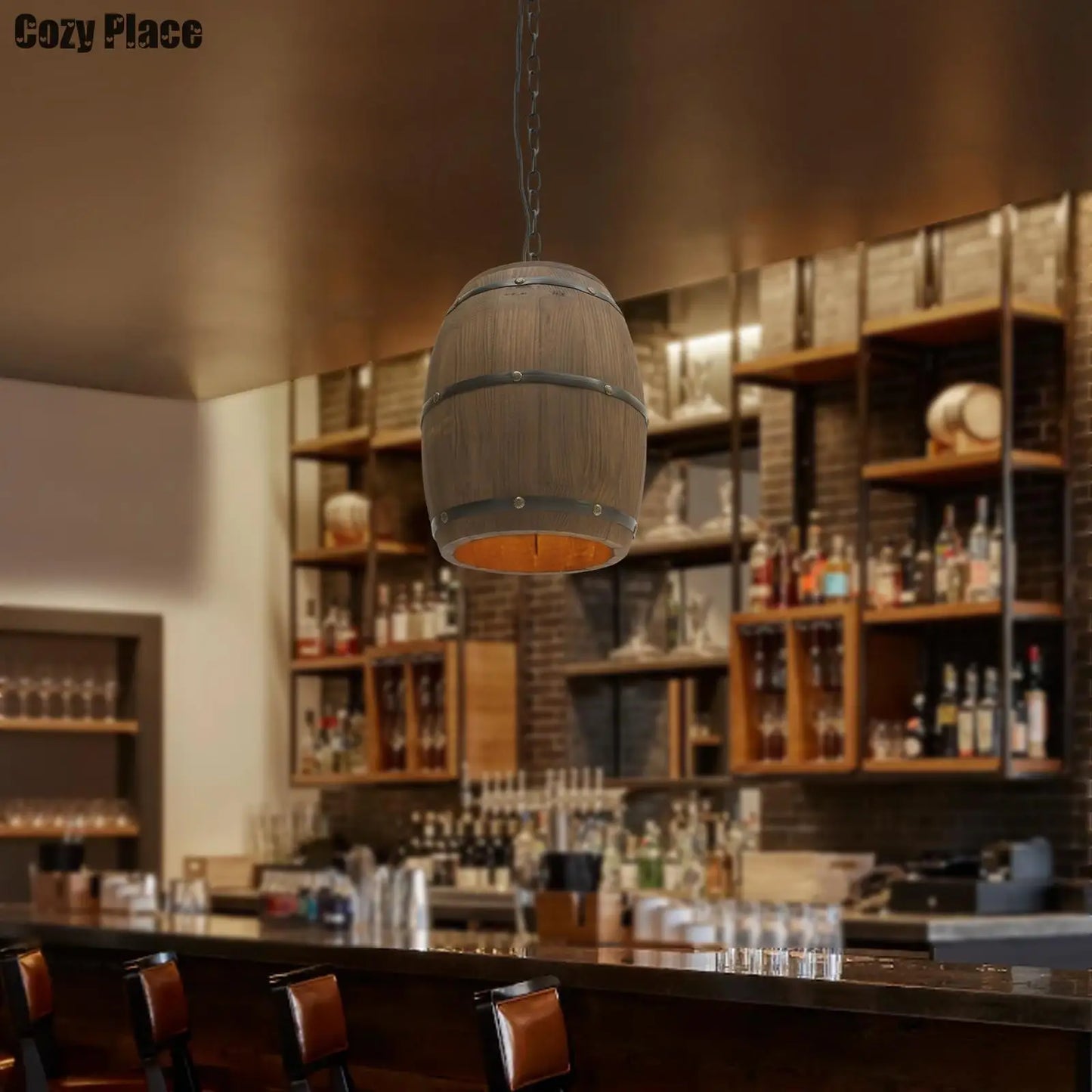 Royaleva Rustikale Holz-Pendelleuchte – Vintage Weinfass Hängeleuchte