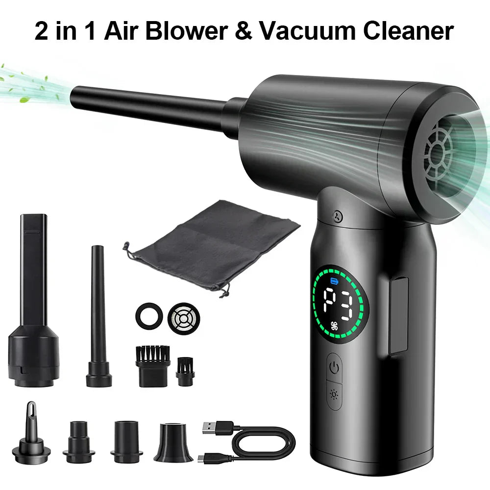 2-in-1 Tragbarer Staubsauger und Bläser mit Druckluft und LED-Licht (7500mAh)