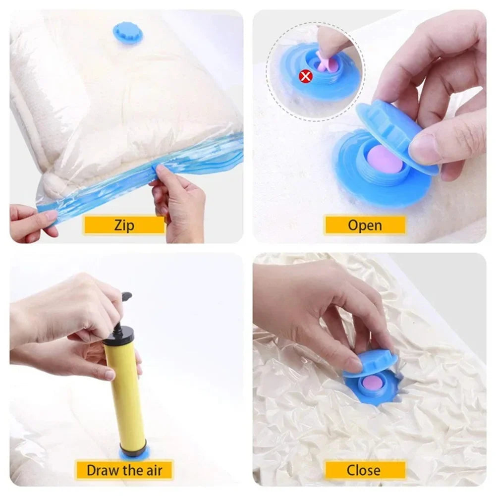 4PCS Wiederverwendbare Vakuumverpackungsbeutel mit Handpumpe