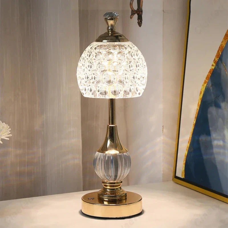 Goldene Glastischlampe