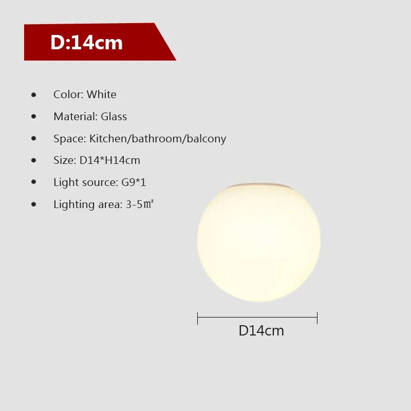 Minimalistische Glas Weiße Kugel Deckenlampe - LED Innenleuchte