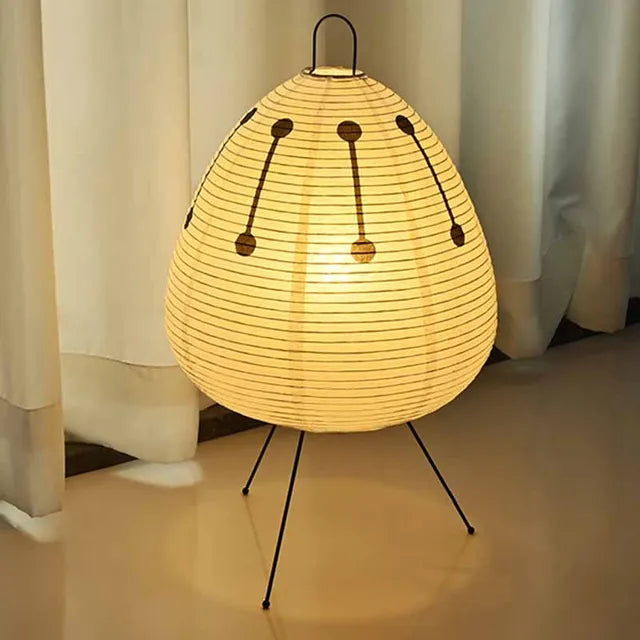 RoyaleGlow Akari Noguchi Tischlampe – Japanische Washi-Papierlaterne mit sanftem ambientem Licht