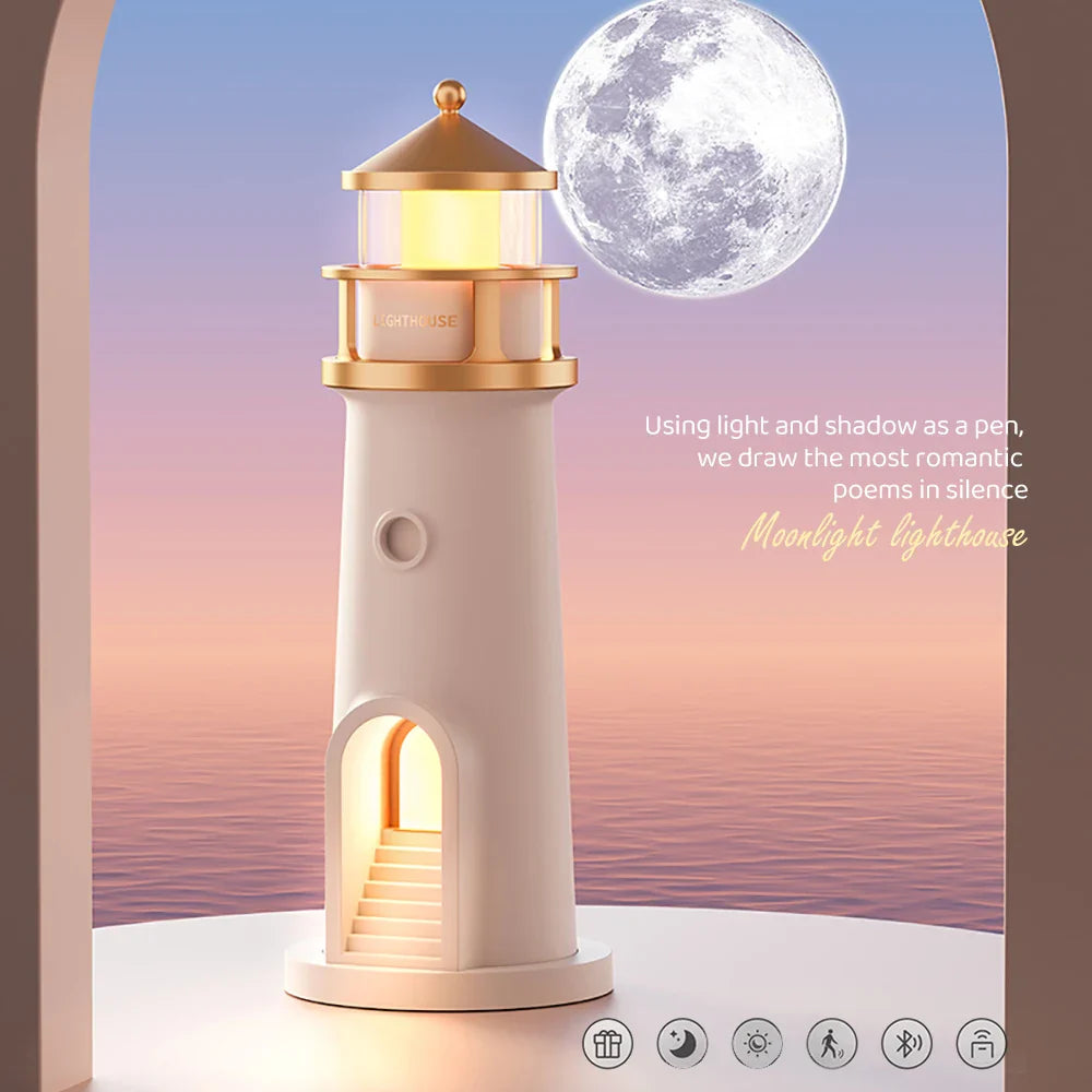 Lighthouse Projektionsnachtslicht – Bluetooth Musik & Mondlicht Ambient Lampe