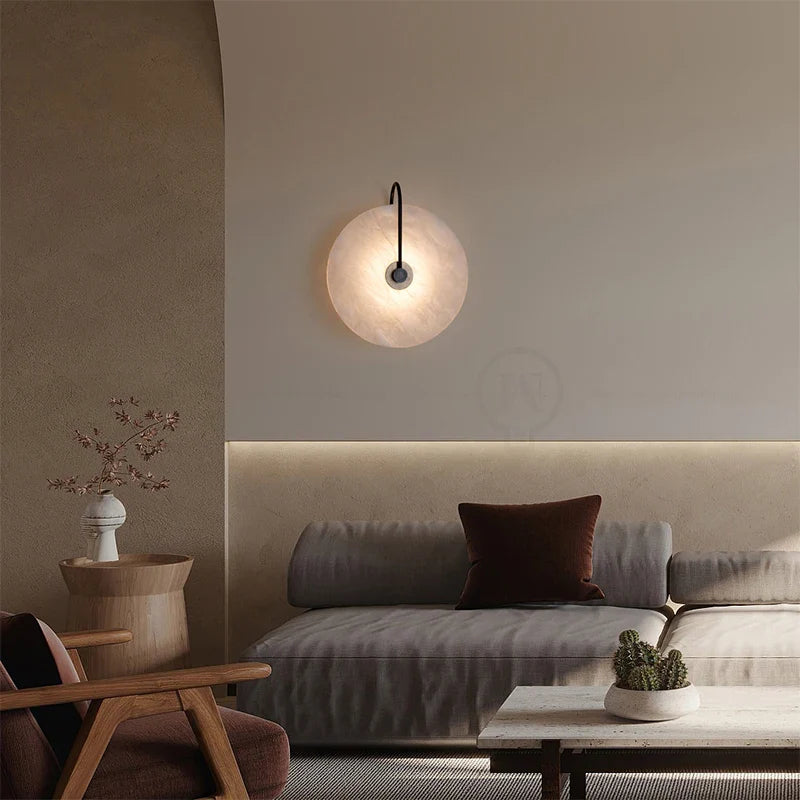 Royaleva Nordic Minimalistische Marmor Wandlampe - Moderne Runde LED Beleuchtung