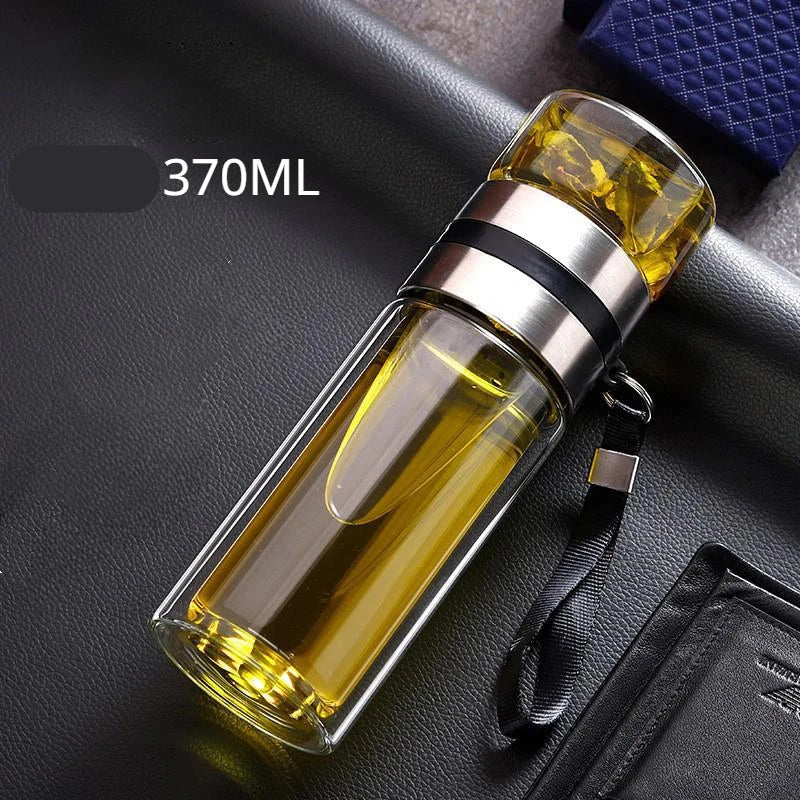 Royelux Glas Teebereiter Flasche – 450ml Doppelwandige Tasse für loser Blatt- und Kräutertees
