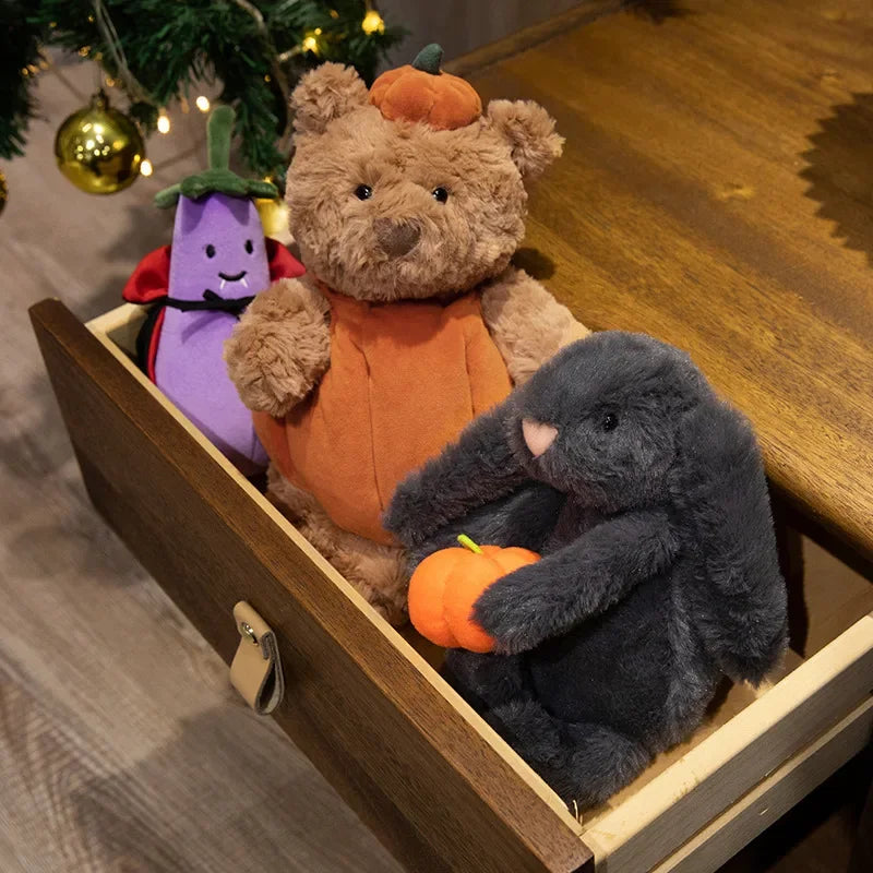 Garduru - Niedliches Kuschelset mit Bär, Hase und Aubergine für Halloween