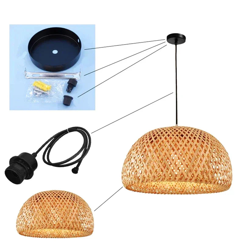 Luxora handgewebte Bambuspendelleuchte - umweltfreundliche Deckenlampe