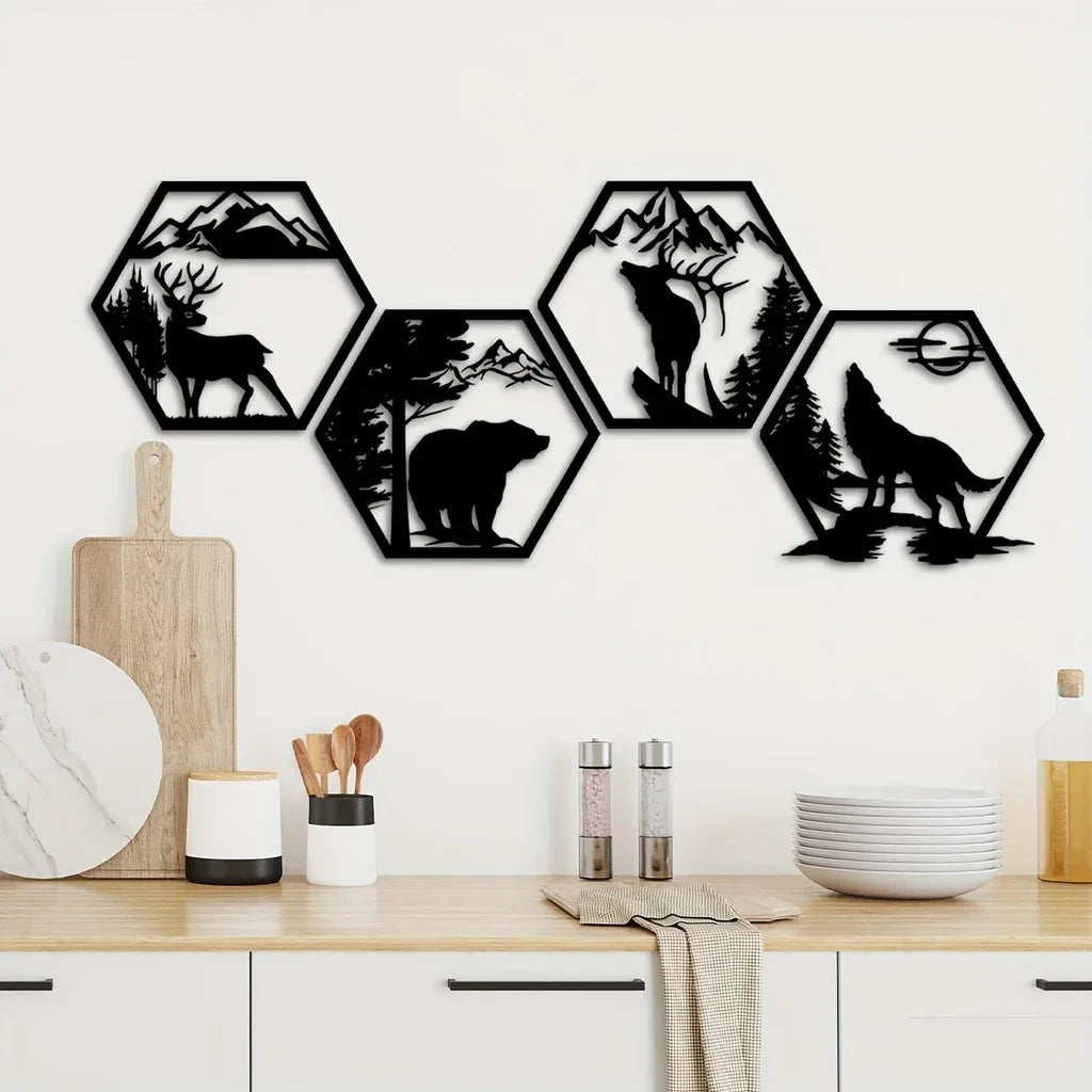 Garduru Geometrische Wanddekoration – Tiere und Berge