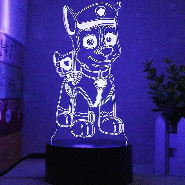 Paw Patrol Nachtlicht für Kinder - 3D Cartoon Schlafzimmer Dekorlampe